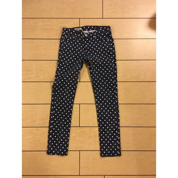 Ag Adriano Goldschmied Polka Dot "The Stevie Ankle" Jeans 25R Navy Blue& White - Picture 2 of 12